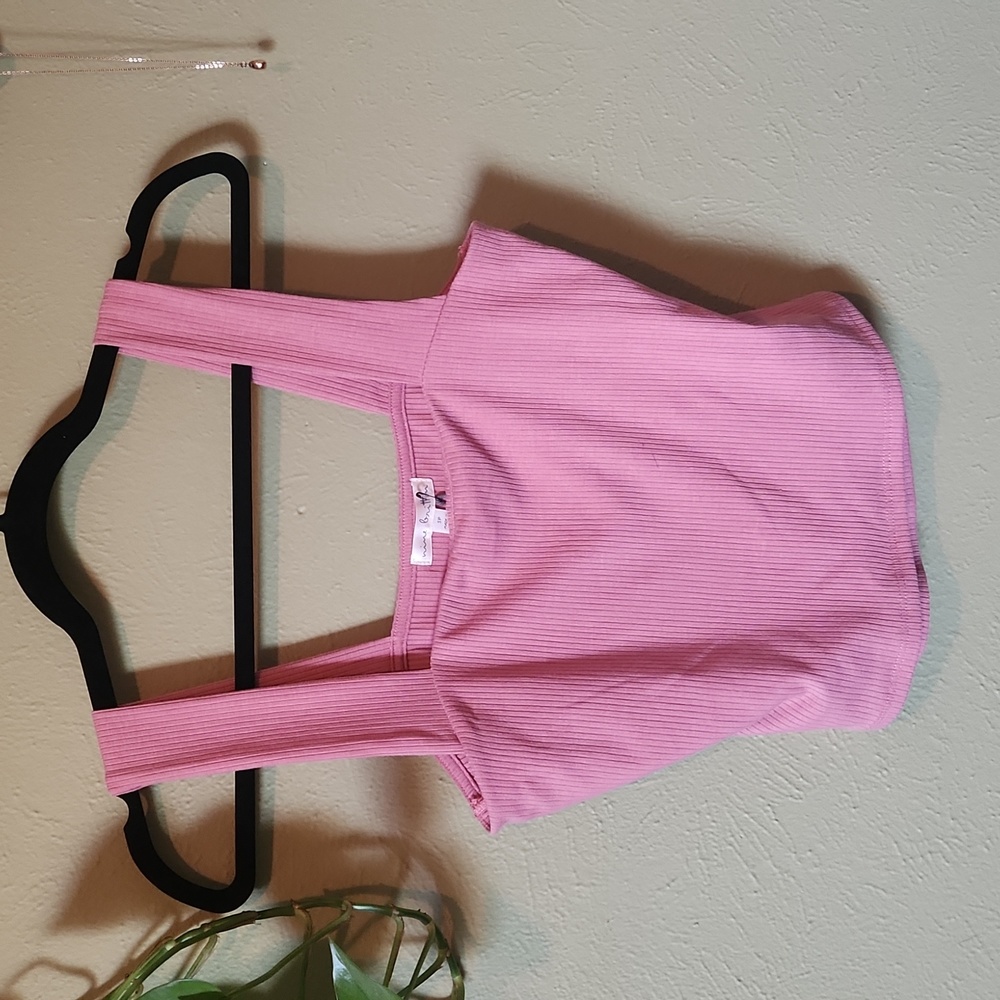 Nine Britton Square Neck Pink Cropped Tank Top
